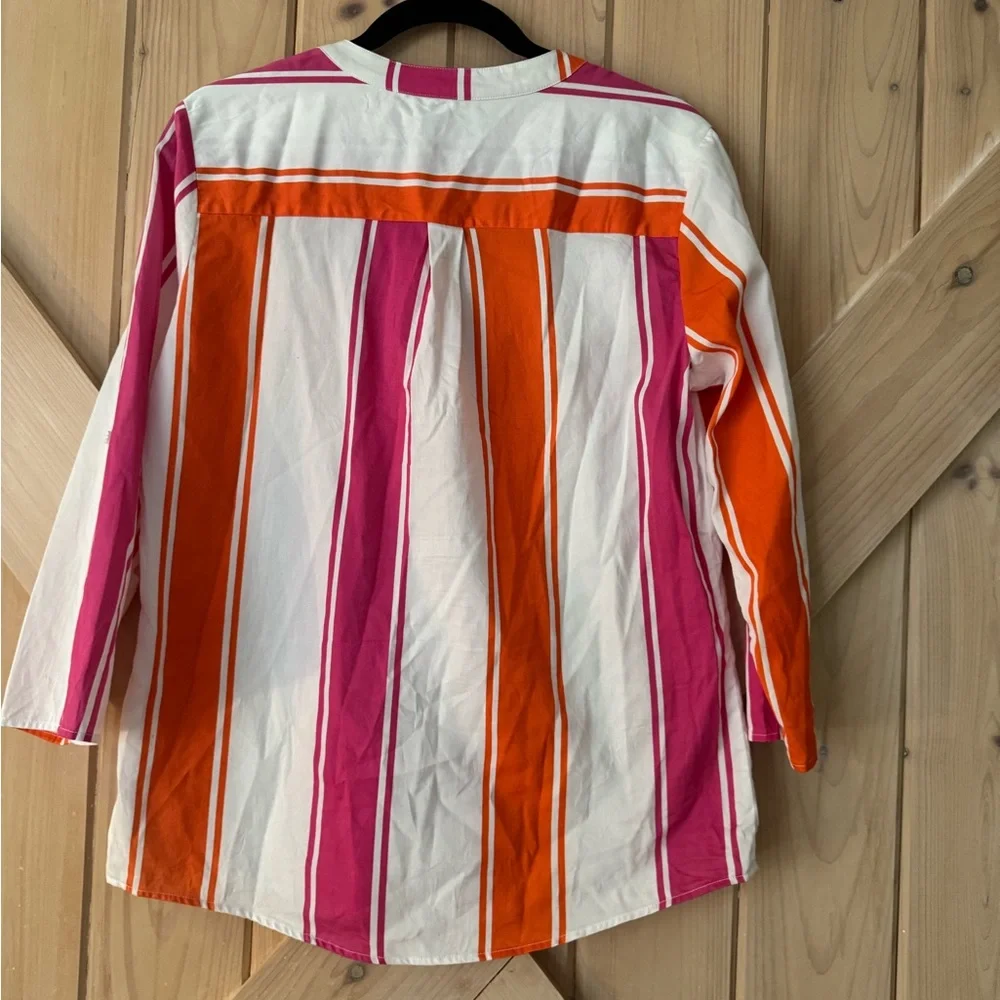 Vilagallo Pink & Orange Striped V-Neck Tunic - Picture 4 of 6